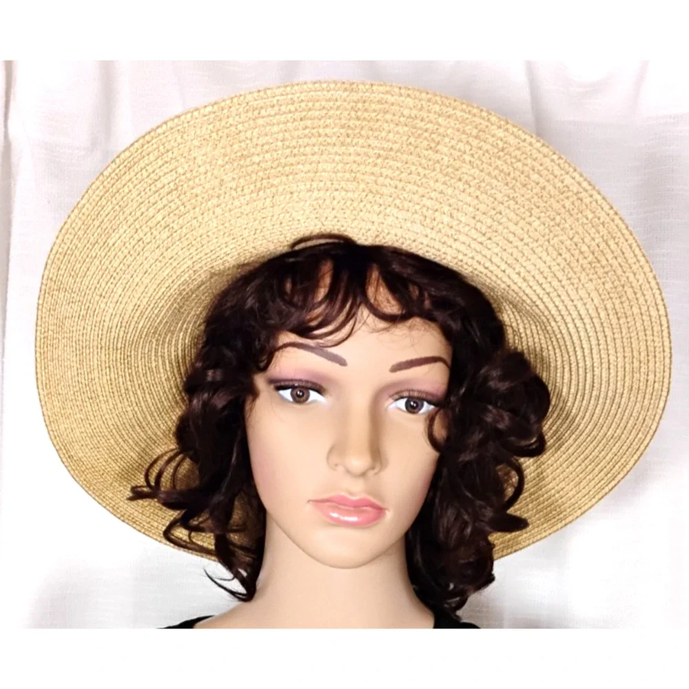 Talbots Wide Brim Straw Hat Womens 22
